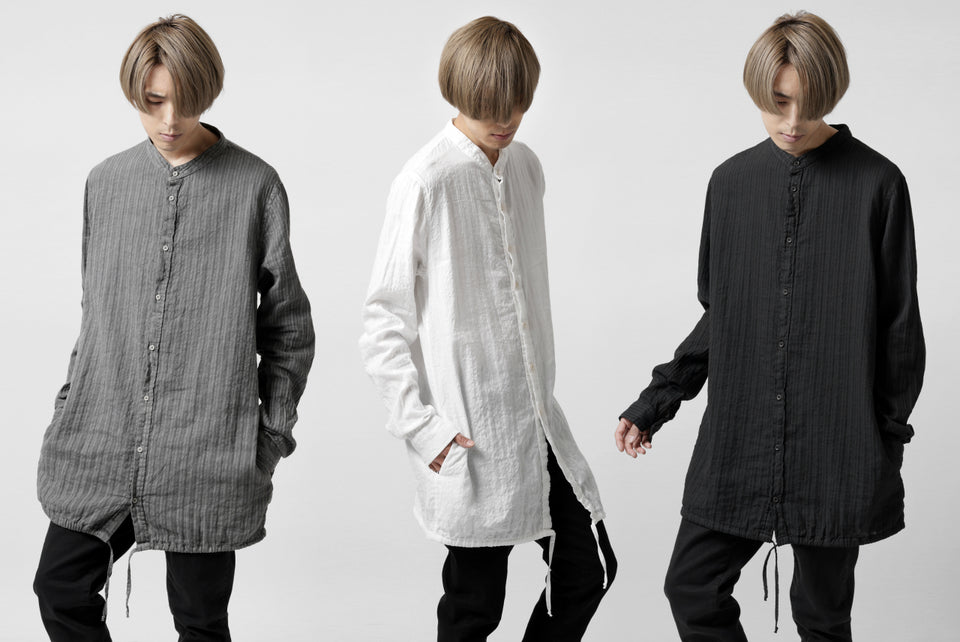 Load image into Gallery viewer, daub STRIPE LONG SHIRT / DYED SOFT TWILL (BLACK)