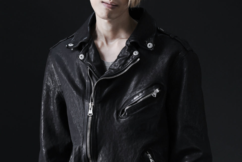 画像をギャラリービューアに読み込む, ISAMU KATAYAMA BACKLASH DOUBLE RIDERS JACKET "RELAX" / GARMENT WASHED JP CALF (BLACK)