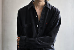 Load image into Gallery viewer, RESURRECTION HANDMADE vintage damage denim shirt (BLACK DYED)
