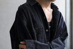 Load image into Gallery viewer, RESURRECTION HANDMADE vintage damage denim shirt (BLACK DYED)