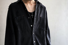 Load image into Gallery viewer, RESURRECTION HANDMADE vintage damage denim shirt (BLACK DYED)