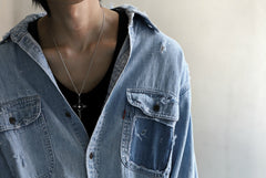 Load image into Gallery viewer, RESURRECTION HANDMADE vintage damage denim shirt (LIGHT BLUE)