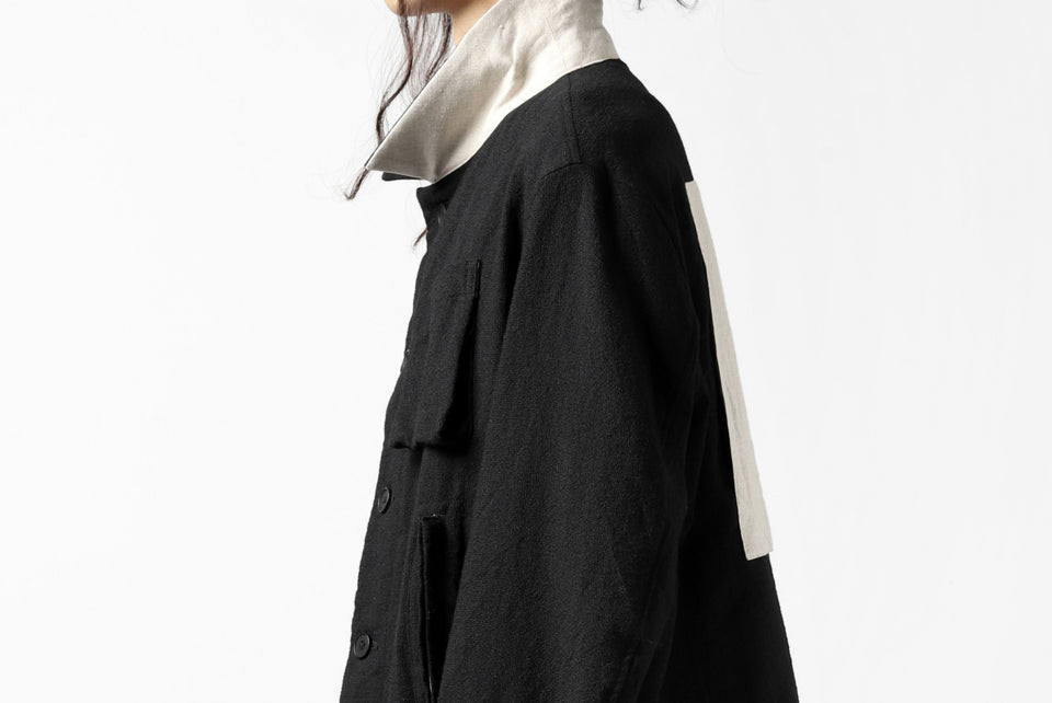 画像をギャラリービューアに読み込む, KLASICA KISTE-TWEED SHORT COAT / OFF TWEED WOOL (BLACK)