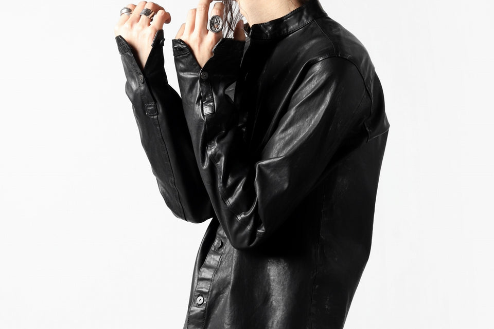 Load image into Gallery viewer, ISAMU KATAYAMA BACKLASH exclusive LEATHER SHIRT / ITALY SHOULDER 0.6mm (BLACK)