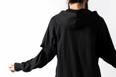 画像をギャラリービューアに読み込む, thomkrom SLAB JERSEY HOODIE ZIP UP PARKA / SLASHED CUT (BLACK)