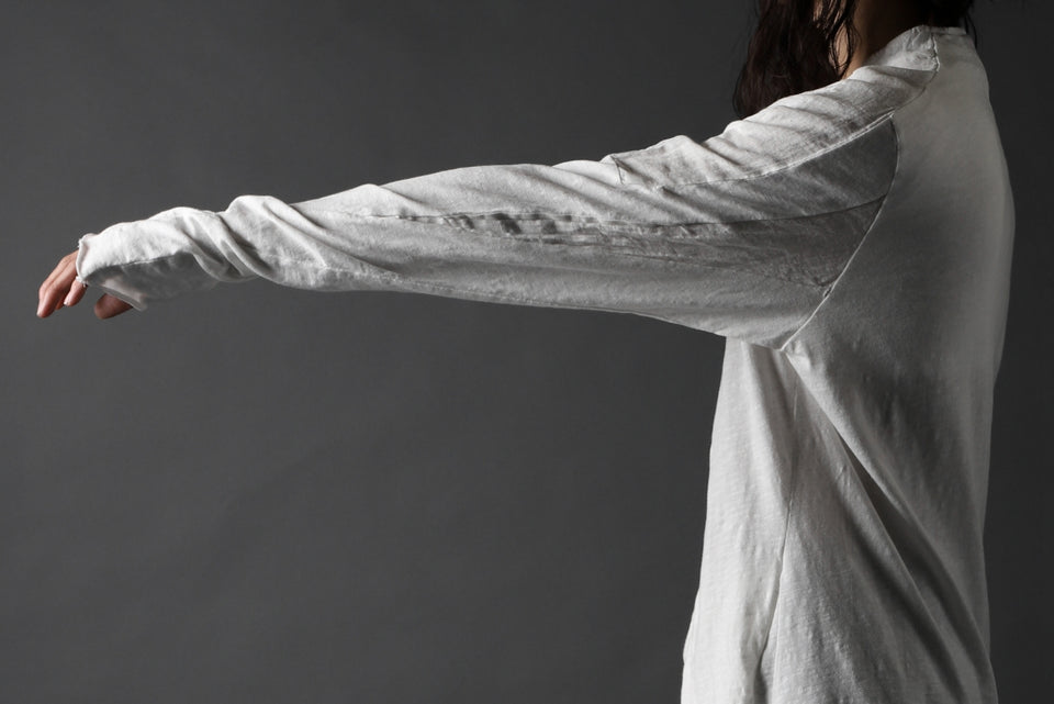 画像をギャラリービューアに読み込む, thomkrom NO COLLAR SHIRT/ JERSEY+WOVEN (OFF WHITE)