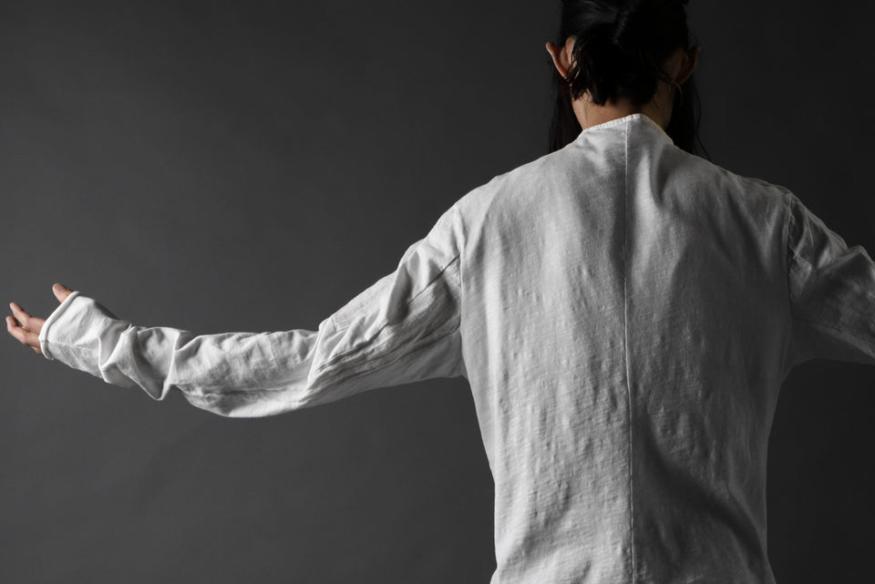 画像をギャラリービューアに読み込む, thomkrom NO COLLAR SHIRT/ JERSEY+WOVEN (OFF WHITE)