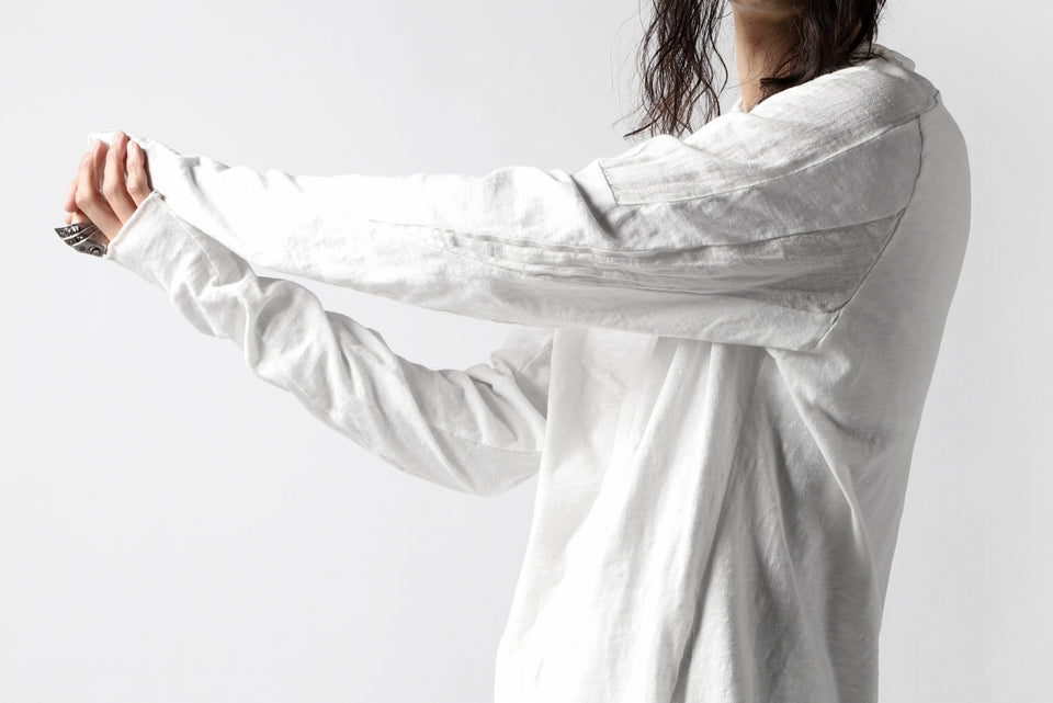 画像をギャラリービューアに読み込む, thomkrom NO COLLAR SHIRT/ JERSEY+WOVEN (OFF WHITE)