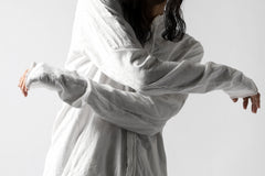 画像をギャラリービューアに読み込む, thomkrom NO COLLAR SHIRT/ JERSEY+WOVEN (OFF WHITE)