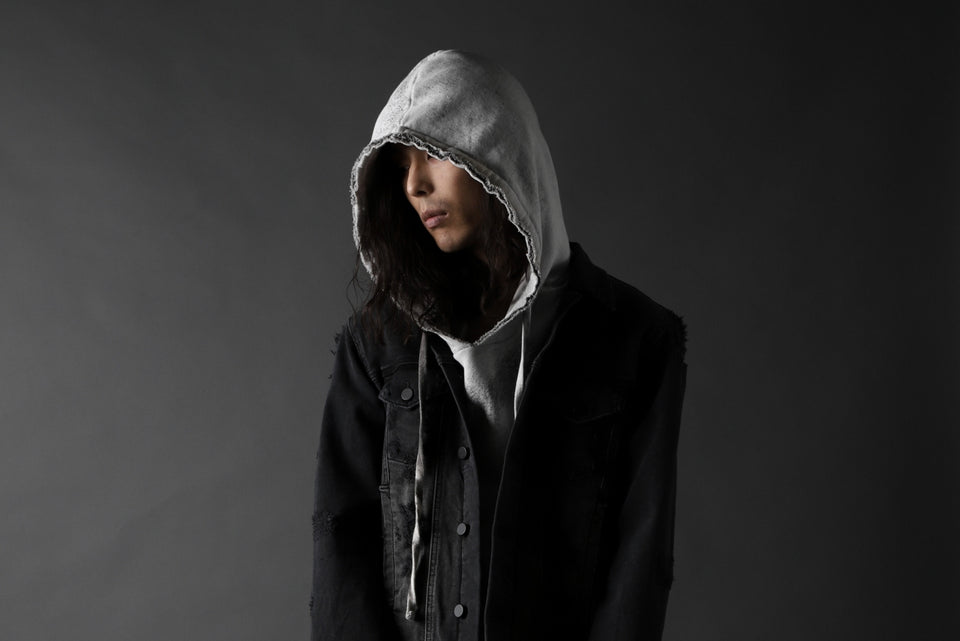 画像をギャラリービューアに読み込む, thomkrom DESTROY FADE JEAN JACKET / ELASTIC DENIM (DARK GREY)