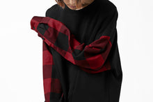 Load image into Gallery viewer, mastermind JAPAN COMBI PULLOVER TOPS / CHECK SHIRT SLEEVE (BLACK x RED)