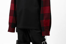 Load image into Gallery viewer, mastermind JAPAN COMBI PULLOVER TOPS / CHECK SHIRT SLEEVE (BLACK x RED)