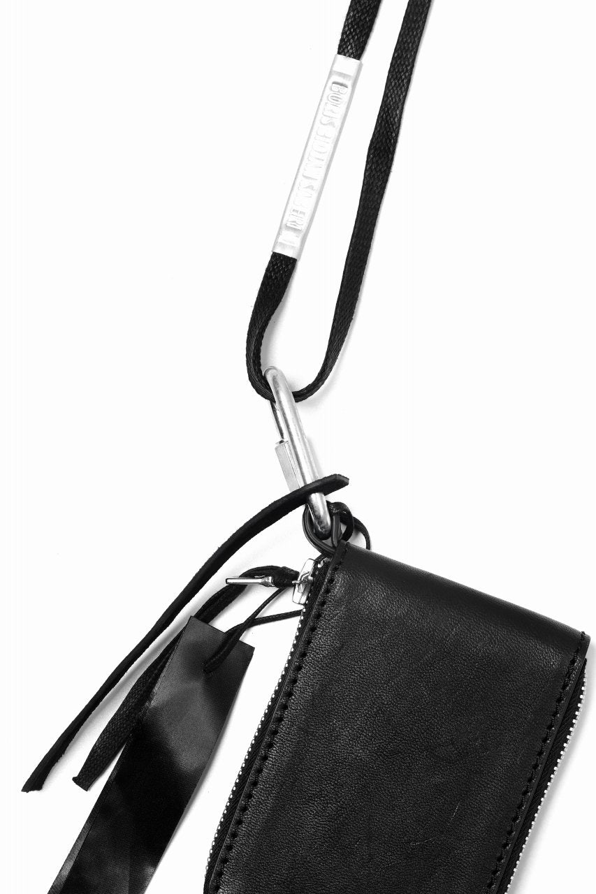 画像をギャラリービューアに読み込む, BORIS BIDJAN SABERI LEATHER WALLET with NECK STRAP / VEG TAN HORSE SKIN "WALLET2-F251" (BLACK)