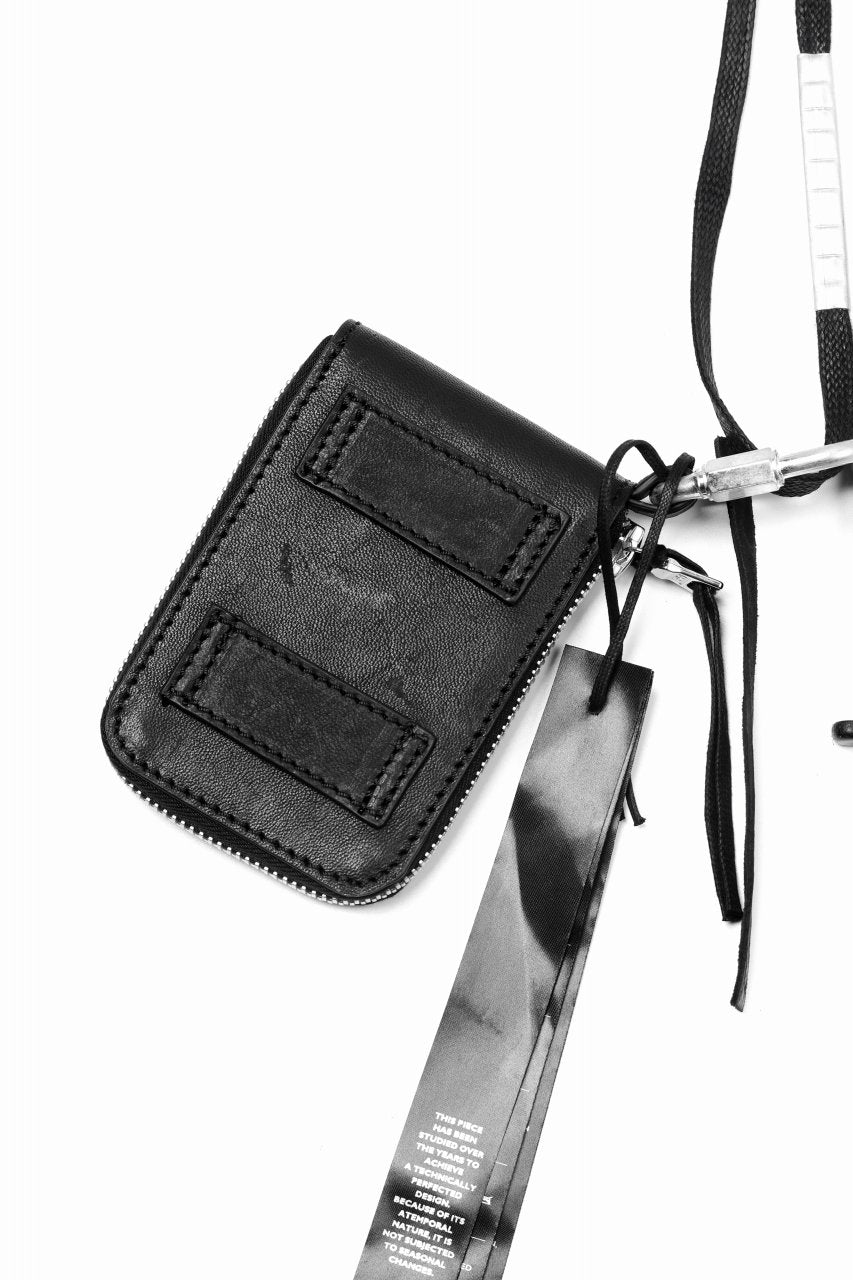 画像をギャラリービューアに読み込む, BORIS BIDJAN SABERI LEATHER WALLET with NECK STRAP / VEG TAN HORSE SKIN "WALLET2-F251" (BLACK)