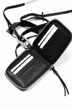 画像をギャラリービューアに読み込む, BORIS BIDJAN SABERI LEATHER WALLET with NECK STRAP / VEG TAN HORSE SKIN "WALLET2-F251" (BLACK)