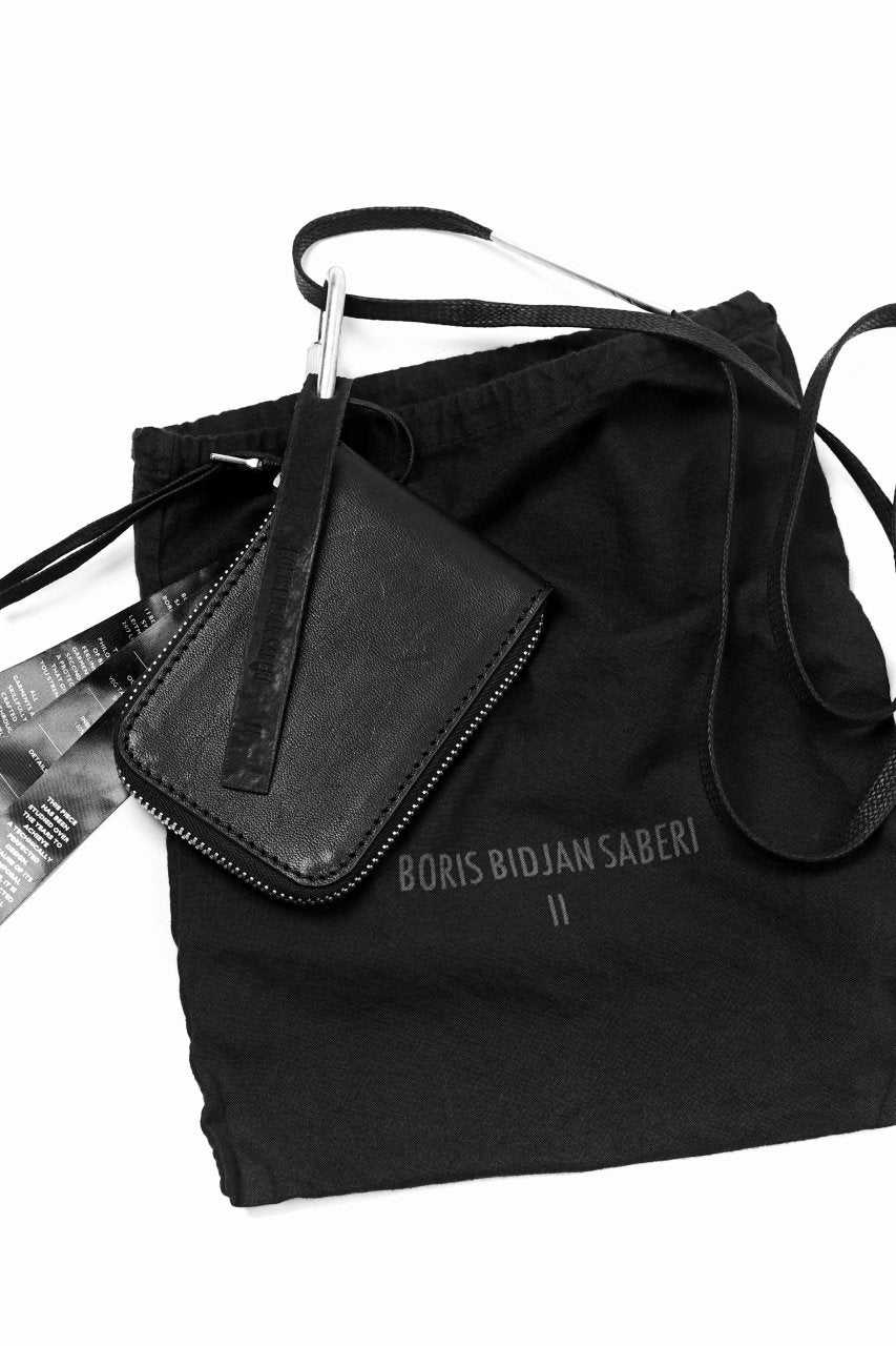 画像をギャラリービューアに読み込む, BORIS BIDJAN SABERI LEATHER WALLET with NECK STRAP / VEG TAN HORSE SKIN "WALLET2-F251" (BLACK)