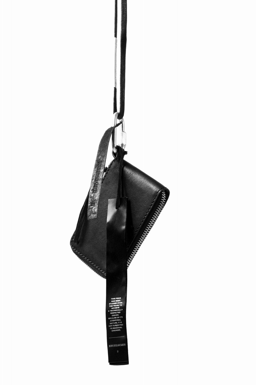 画像をギャラリービューアに読み込む, BORIS BIDJAN SABERI LEATHER WALLET with NECK STRAP / VEG TAN HORSE SKIN "WALLET2-F251" (BLACK)
