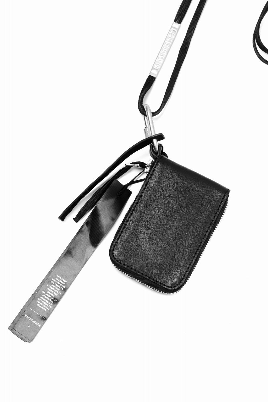 画像をギャラリービューアに読み込む, BORIS BIDJAN SABERI LEATHER WALLET with NECK STRAP / VEG TAN HORSE SKIN "WALLET2-F251" (BLACK)