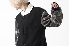 Load image into Gallery viewer, Y's BANG ON! No.176 2 STEP RIB JACKET /  WOOL MELTON SMOOTH + CHECKED JACQUARD (BLACK)
