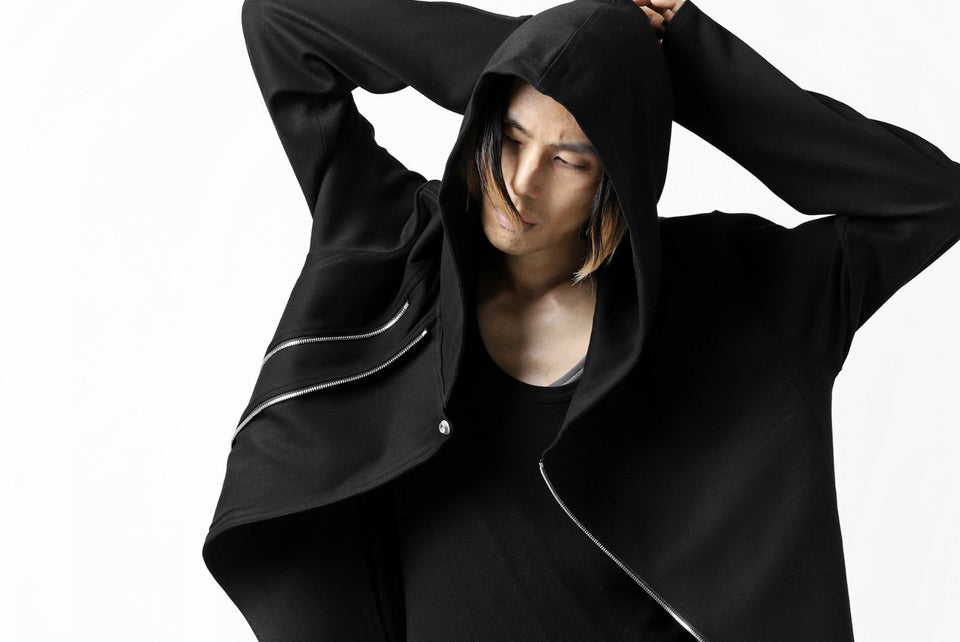 Load image into Gallery viewer, ISAMU KATAYAMA BACKLASH HOODED RIDERS BLOUSON / STRETCH RAYON SILK (BLACK)
