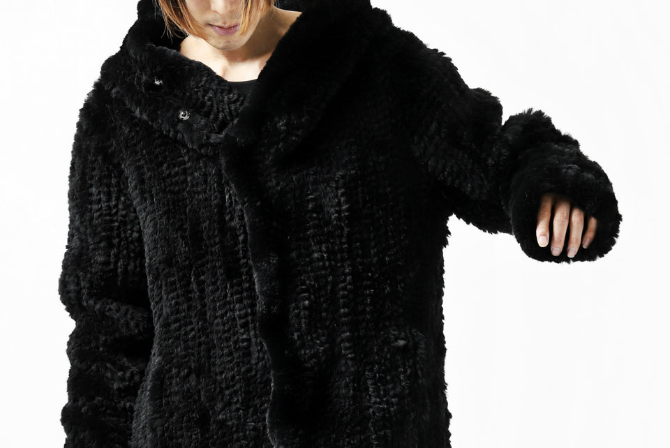 Load image into Gallery viewer, ISAMU KATAYAMA BACKLASH HOODIE KNIT BLOUSON / RABIT FUR (BLACK)
