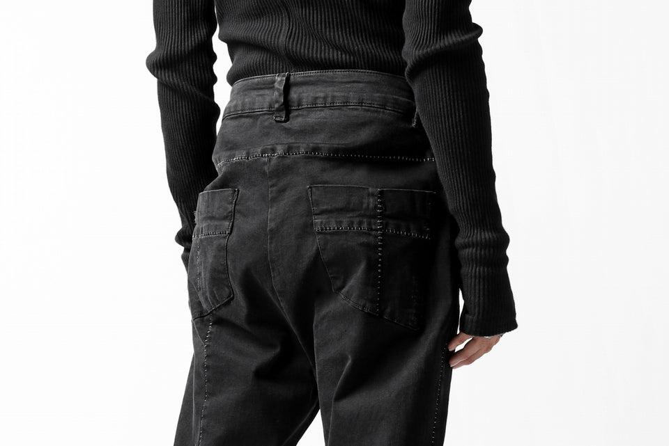 画像をギャラリービューアに読み込む, thomkrom OVER LOCK SLIM CROPPED PANTS / DAMAGE STRETCH DENIM (BLACK)