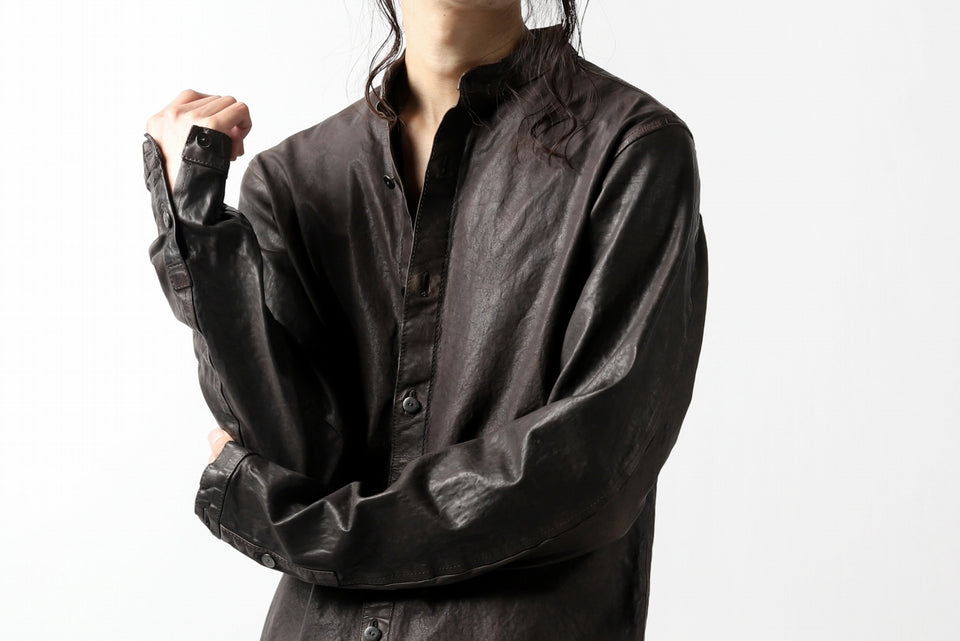 Load image into Gallery viewer, ISAMU KATAYAMA BACKLASH exclusive LEATHER SHIRT / ITALY SHOULDER 0.6mm (DARK GREY)