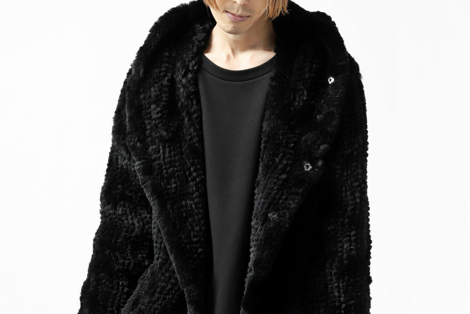 Load image into Gallery viewer, ISAMU KATAYAMA BACKLASH HOODIE KNIT BLOUSON / RABIT FUR (BLACK)