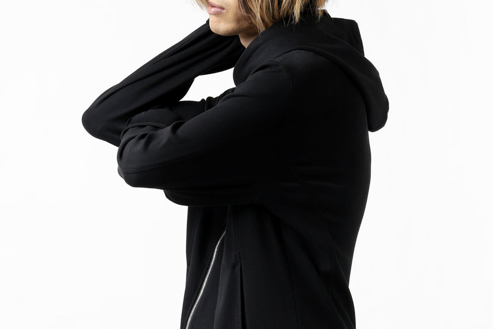 Load image into Gallery viewer, ISAMU KATAYAMA BACKLASH HOODED RIDERS BLOUSON / STRETCH RAYON SILK (BLACK)