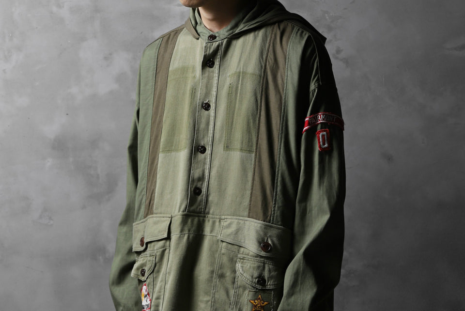 画像をギャラリービューアに読み込む, CHANGES VINTAGE REMAKE MILITARY HOODIE SHIRT-PARKA (KHAKI #A)