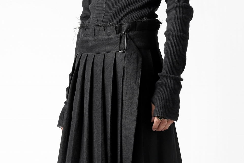 画像をギャラリービューアに読み込む, KLASICA CIGAR WRAP PLEATS SKIRT / SERGE WOOL&RAMIE (IRON)