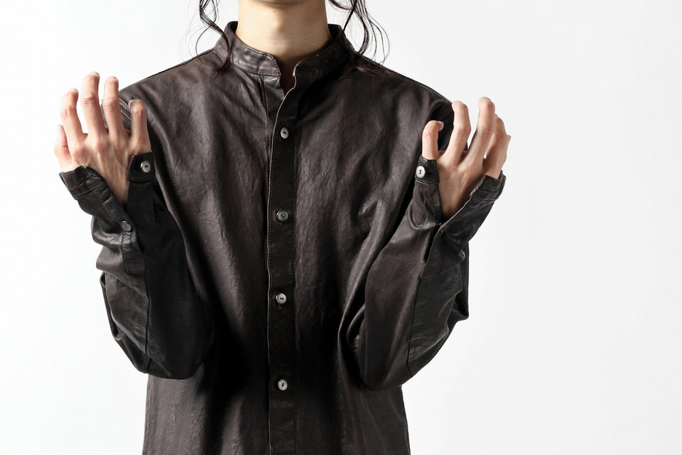 Load image into Gallery viewer, ISAMU KATAYAMA BACKLASH exclusive LEATHER SHIRT / ITALY SHOULDER 0.6mm (DARK GREY)