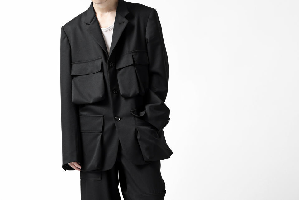 Load image into Gallery viewer, Y's BANG ON! No.163 GABARDINE SOLID POCKET JACKET (BLACK)