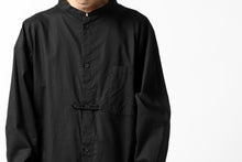 画像をギャラリービューアに読み込む, Y's STAND COLLAR LONG SHIRT / THIN TWILL (BLACK)