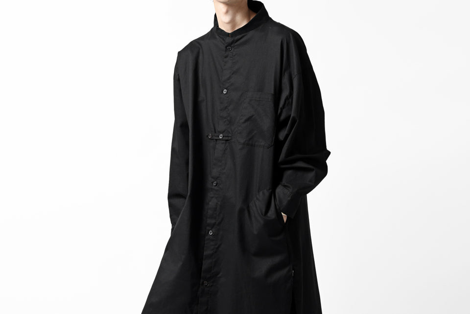 画像をギャラリービューアに読み込む, Y's STAND COLLAR LONG SHIRT / THIN TWILL (BLACK)