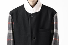 Load image into Gallery viewer, Y's BANG ON! No.176 2 STEP RIB JACKET /  WOOL MELTON SMOOTH + CHECKED JACQUARD (BLACK)