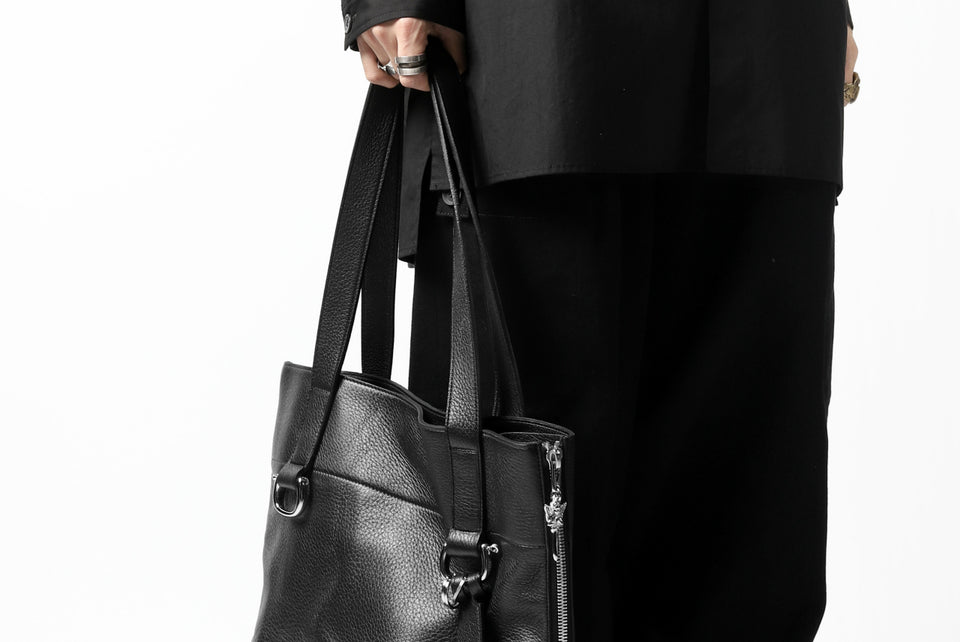 画像をギャラリービューアに読み込む, discord Yohji Yamamoto DEER SHRINK SKIN SIDE ZIPPED TOTE BAG (BLACK)