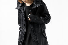 Load image into Gallery viewer, ISAMU KATAYAMA BACKLASH MODS COAT / GOAT LEATHER (GARMENT + SPRAY DYED BLACK)