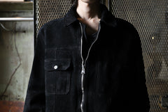 Load image into Gallery viewer, ISAMU KATAYAMA BACKLASH SUEDE COVER ALL BLOUSON / JAPAN CALF (WHITE TANNED / BLACK)