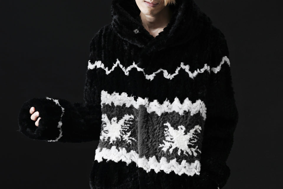 画像をギャラリービューアに読み込む, ISAMU KATAYAMA BACKLASH KNIT HOODIE BLOUSON / RABBIT FUR (BLACK)