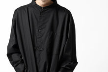 画像をギャラリービューアに読み込む, Y's STAND COLLAR LONG SHIRT / THIN TWILL (BLACK)