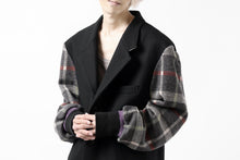 Load image into Gallery viewer, Y's BANG ON! No.176 2 STEP RIB JACKET /  WOOL MELTON SMOOTH + CHECKED JACQUARD (BLACK)