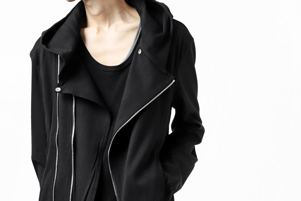 Load image into Gallery viewer, ISAMU KATAYAMA BACKLASH HOODED RIDERS BLOUSON / STRETCH RAYON SILK (BLACK)