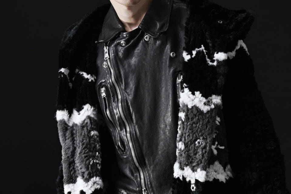 画像をギャラリービューアに読み込む, ISAMU KATAYAMA BACKLASH KNIT HOODIE BLOUSON / RABBIT FUR (BLACK)
