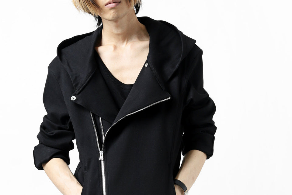 Load image into Gallery viewer, ISAMU KATAYAMA BACKLASH HOODED RIDERS BLOUSON / STRETCH RAYON SILK (BLACK)