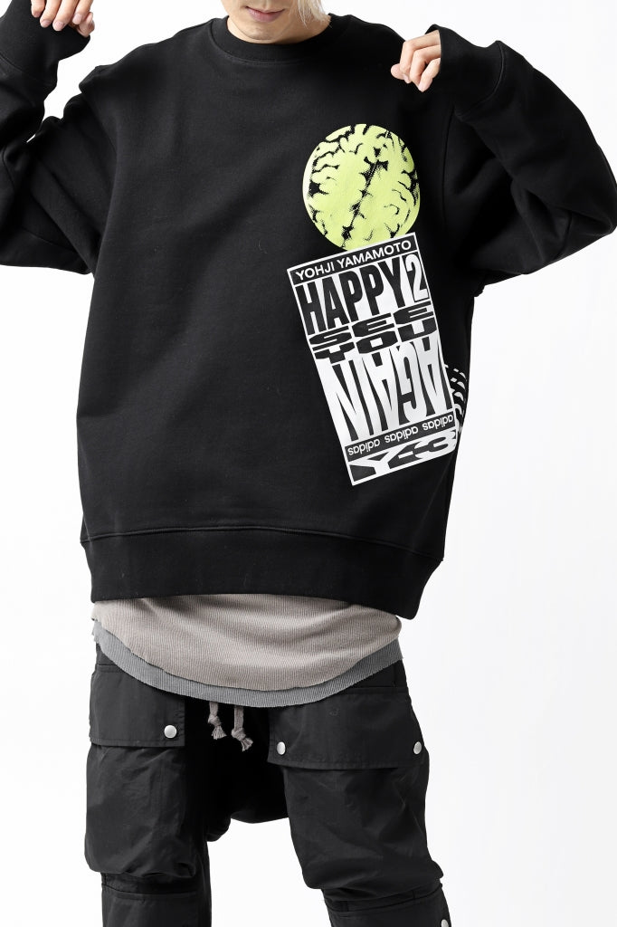 画像をギャラリービューアに読み込む, Y-3 Yohji Yamamoto CREW NECK SWEAT SHIRT / FRENCH TERRY (BLACK)