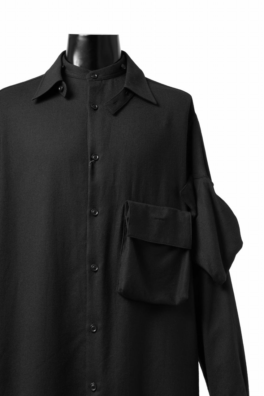画像をギャラリービューアに読み込む, Y's BANG ON! No.168 WOOL VIYELLA DETACHABLE COLLAR SHIRTS (BLACK)
