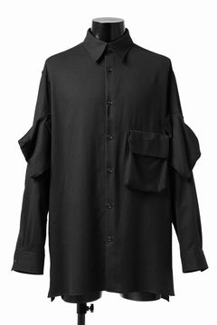画像をギャラリービューアに読み込む, Y's BANG ON! No.168 WOOL VIYELLA DETACHABLE COLLAR SHIRTS (BLACK)