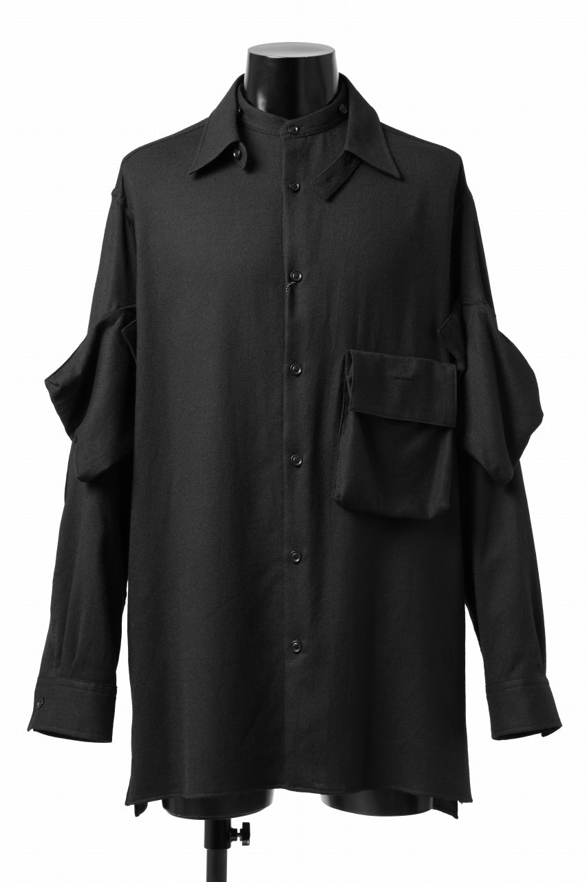 画像をギャラリービューアに読み込む, Y's BANG ON! No.168 WOOL VIYELLA DETACHABLE COLLAR SHIRTS (BLACK)