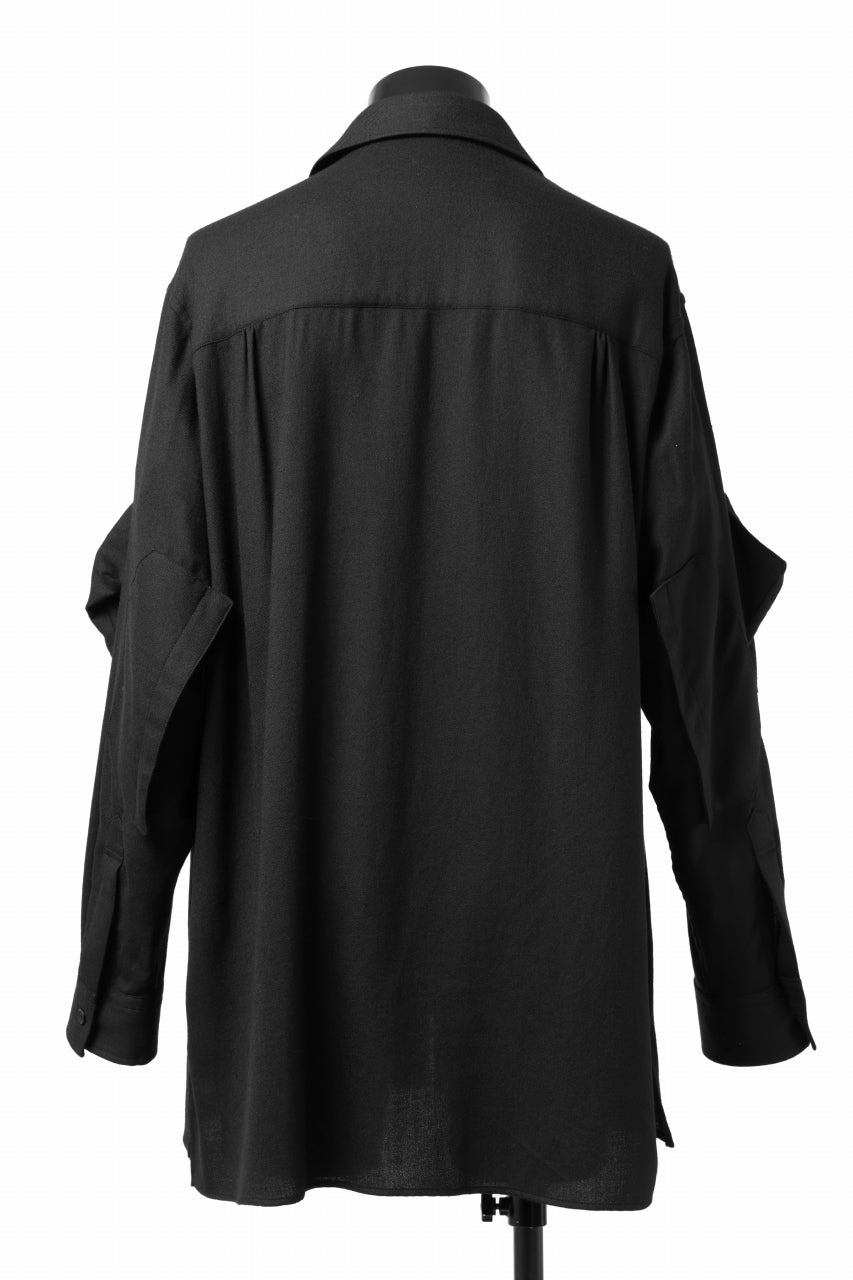 画像をギャラリービューアに読み込む, Y's BANG ON! No.168 WOOL VIYELLA DETACHABLE COLLAR SHIRTS (BLACK)